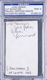 1962 John Lennon Signed Cut Photo From Cavern Club - Very Early Signature (PSA/DNA 9 MINT)